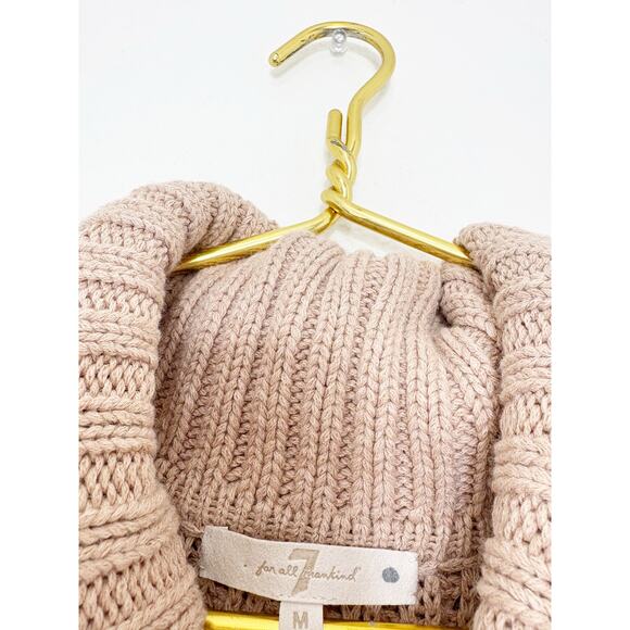7 For All Mankind Tan Knit Sleeveless Sweater Sz Medium Turtleneck Quiet Luxury - Picture 5 of 12
